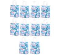 10Pieces Beauty Fish Theme Paper Gift Bags Scale Pattern With Handle Treat Paper Texture For Party And Wedding Beauty Fish Gift