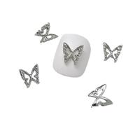 10Pieces Butterfly 3D Alloy Butterfly Silver Butterfly Rhinestones For Acrylic Nails