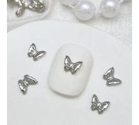 10Pieces Butterfly 3D Alloy Butterfly Silver Butterfly Rhinestones For Acrylic Nails