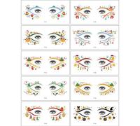 10Pieces Christmas Eye Tatoos Sticker Water Transfer Temporary Tattos Stickers for Holiday Fun Easy to Remove Waterproof Face Art