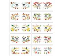 10Pieces Christmas Eye Tatoos Sticker Water Transfer Temporary Tattos Stickers for Holiday Fun Easy to Remove Waterproof Face Art