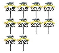 10Pieces Graduation Hat Cake Decoration Bachelor Hat Cake Toppers Metallic Paper Dessert Decoration For Dessert Acrylic Toppers
