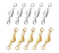10Pieces Magnetic Clasp Set Portable Accessory for Necklace and Bracelet Ease Double Tone Gold and Silver Plated Designs Necklace Bracelet Fastener