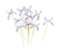 10Pieces Sophisticated Bowknot Cupcake Insert Decorations Perfect for Romance Themed Birthdays and Bridal Showers Wooden Stick Cake Toppers