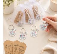 10Pieces Stainless Steel Keychains with Inspirational Teamwork Quotes-Colorful Motivational Key Rings,10 Keychains + 10 Organza Bags + 10 Thank You Notes,Thank You for Being on This Journey with Us