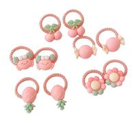 10Pieces Toddler Elastic Hairband with Bright Color Flower/Fruit Theme Hair Ties for Kids Various Hairstyles Daily Wear