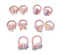 10Pieces Toddler Elastic Hairband With Bright Color Flower/Fruit Theme Hair Ties For Kids Various Hairstyles Daily Wear