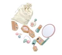 10Pieces Wooden Pretend Makeup Playset For Girl Age 3 4 5+ With Cosmetic Tools Brush Ideal Creative Gift Safe Wooden Beauty Toy For Kids