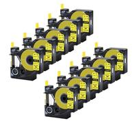 10PK 12mm Compatible Heat Shrink Tube Labels Black On Yellow For 4200 5000 5200 Label Makers 18056 IND