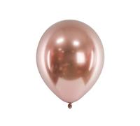 PartyDeco Latex Ballon Glossy- Pink Gold Ballon Rosegold Shiny Metallic Chrome Ballon Girlande for Geburtstag Silvester Hochzeit Hochzeit Helium Air
