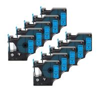 10PK 9mm Black on White Label Tape - Works w/LabelPoint 160/280/420P (D1 40913)(Black on Blue)