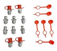 10pk Imperial 1/8"BSP Straight Hydraulic Zerk Grease Nipples + Dust Dirt Protection Caps