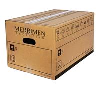 10pk MERRIMEN Heavy Duty Double Wall Cardboard Moving and Storage Boxes with Handles (39 Litre, 26 x 32 x 47 cm)