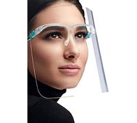 10pk Omnitex Face Shield with Glasses, Spectacle Frame Full Face Visor, Anti-Fog Lens, Adjustable Transparent Plastic, Fluid Resistant, ENSURE you Peel Off Protective Film on both sides