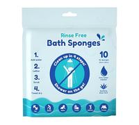 10pk Rinse Free Bath Sponges, 20x20cm Bath Wipes for Travel, Gym, Camping, Elderly, Babies, Single Use Shampoo Shower, Soothing Aloe Vera, Only Water Needed