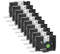 10PK Tack Acrylic Adhesive Laminated Label Tape Compatible with TZe-s231 TZe-631 6mm 9mm 12mm 18mm 24mm Black On White Works with Printers Universal Fit Third Party Replacement(10PK Black on White)