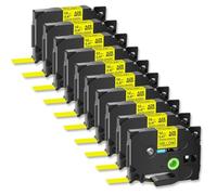 10PK Tack Acrylic Adhesive Laminated Label Tape Compatible with TZe-s231 TZe-631 6mm 9mm 12mm 18mm 24mm Black On White Works with Printers Universal Fit Third Party Replacement(10PK Black on Yellow)