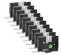 10PK Tack Acrylic Adhesive Laminated Label Tape Compatible with TZe-s231 TZe-631 6mm 9mm 12mm 18mm 24mm Black On White Works with Printers Universal Fit Third Party Replacement(10PK Black on Clear)