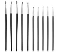 10Ps Silicone Paint Brushes, Flexible Rubber Tip Sculpting Tools for Clay Carving, Pottery, Resin & DIY Handicraft, Professional Color Shapers for Acrylic, Gouache, Nail Art & Artwork Detailing(Black)