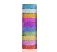 10Roll Glitter Self Adhesive Tape, Decorative Masking Tape, for Christmas Scrapbook DIY Craft Gift Wrapping Collection (1.5cmx300cm/roll, Solid Color)