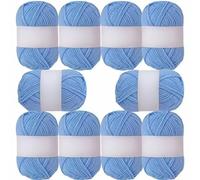 10Rolls 2.5mm 25g/roll Small 4Ply Milk Cotton Crochet Knitting Yarn for DIY Crafts Handmade Projects Doll Making (12 Sky Blue)