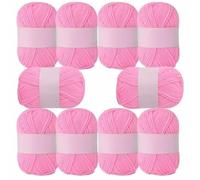 10Rolls 2.5mm 25g/roll Small 4Ply Milk Cotton Crochet Knitting Yarn for DIY Crafts Handmade Projects Doll Making (Pink)