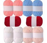 10Rolls 2.5mm 25g/roll Small 4Ply Milk Cotton Crochet Knitting Yarn for DIY Crafts Handmade Projects Doll Making (Mixed Color 04)
