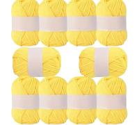 10Rolls 2.5mm 25g/roll Small 4Ply Milk Cotton Crochet Knitting Yarn for DIY Crafts Handmade Projects Doll Making (01 Chick Yellow)