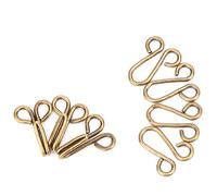 10Set Covered Hook Eye Closures, 1.1in/28mm Antique Gold Camel Tan Large Covered Hook Eye Sewing Closure for Fur Coat Jacket Cape Bra Books Crafts