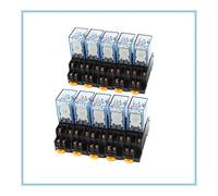 10set MY4NJ HH54PL AC 12/24/110/220V Coil 4NO 4NC Green LED Indicator Power Relay DIN Rail 14 Pin Base(AC 24)