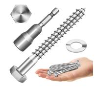 (10Sets) 3/8" x 3" Hex Head Lag Bolts, Heavy Duty Lag Screws with Washers, 304 Stainless Steel Bolts 18-8, Lag Screws Wood Screws, Partial Thread Bright Finish, 3/8 Bolt by Mywish