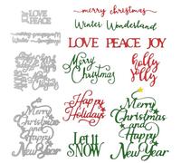 10sets Christmas Word Dies for Card Making Merry Christmas Happy Holidays Blessing Words Metal Die Cutting Dies for Cards Paper Crafting Scrapbooking