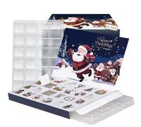 10sets Empty Advent Calendar Blister VAC Tray 24 Cavity DIY Treat Box Empty Christams Gift to Fill Yourself Make Your Own Christmas Advent Calendar (Blue)