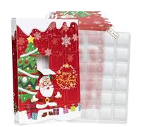 10sets Empty Advent Calendar Blister VAC Tray 24 Cavity DIY Treat Box Empty Christams Gift to Fill Yourself Make Your Own Christmas Advent Calendar (red)
