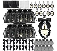10Sets Memorial Keyring for Funeral Favors, Bulk Funeral Keychains with Remembrance Cards, Organza Bags, Cross Memorial Keychain for Women, Men, Keepsakes Gifts for Guests, Family, Christian Mourning