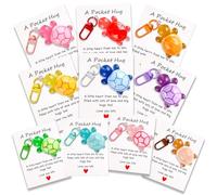 10Sets Pocket Hug Turtle Keychain with Affirmation Card Funny Inspirational Gifts for Women Pocket Hug Token Cute Emotional Support Gifts Bulk for Coworker Employee Appreciation Gift Christmas Gift