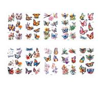 10sheets 3D Flower, Butterfly, And Dragonfly Tattoo Stickers - Realistic, Waterproof, Suitable For Children'S Arms And Temporary Use During Summer Outings