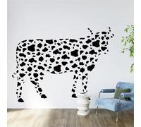 10Sheets Cow Print Decor Wall Sticker,Black Vinyl Cow Print Peel Art Removable and Peel DIY Wall Decal for Teen Girls Boy Kids Bedroom Living Room Nursery Bathroom Home Kindergarten