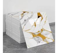 10Sheets Self-Adhesive Wall Tiles,3D Waterproof 30x30CM Marble Stick on Tiles,Subway Peel and Stick Backsplash for Kitchen Bathroom Living Room (Gold1)