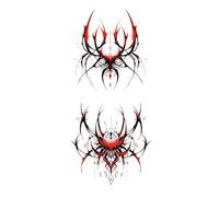 10sheets Spider Black And Red Vintage Color Tattoo Sticker Waterproof And Long-Lasting Summer Chest For Men And Women