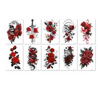 10sheets Waterproof Temporary And Long-Lasting 3D Realistic Colored Temporary Tattoos For Men And Women, Featuring Floral Patterns On The Arm.