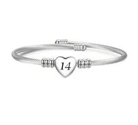 10th 16th 17th 18th 21st Birthday Bracelets for Women Daughter Sister Friends Silver Bangle Cuff Bracelet 30th 40th 50th 60th 70th Birthday Gifts for Mum Aunt Grandma Happy Birthdays Gifts (14th)