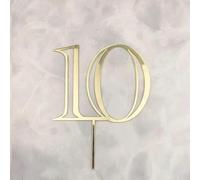 10th Anniversary Cake Topper, Golden Acrylic personalized digital cake decorated birthday anniversary party, Happy 10th Birthday, " 10 Years of Love" Vow renewal ceremony Party Decoration