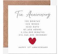 10th Anniversary Card - 10th Anniversary Gi/fts for Him, 10 year wedding anniversary card for Husband, Wife, Girlfriend, Boyfriend, Couples, Handmade Crochet Heart Card with Envelope(10th Anniversary)