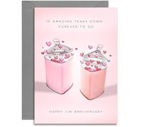 10th Anniversary Card - Tin Wedding Anniversary Card - A5 Size Card with Grey Envelope