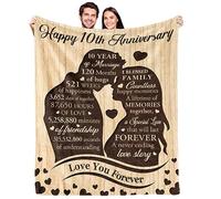 10th Anniversary Couples Blanket, 10 Year Tin Gifts & Decorations, 60"x50" Throw Blanket