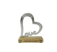 10th Anniversary Rustic Alluminium Heart Decoration - 10 Year Anniversary (hsslove10)