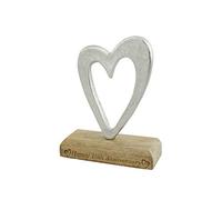 10th Anniversary Rustic Metal Heart Decoration - Free Standing Aluminium & Wooden Decoration (hssanni-10)