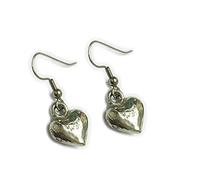 10th Anniversary Rustic Tin Heart Earrings