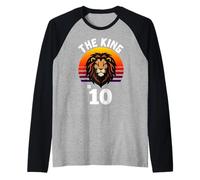 10th Birthday Animal Lion The King is 10 Year Old Funny Raglan Baseball Tee